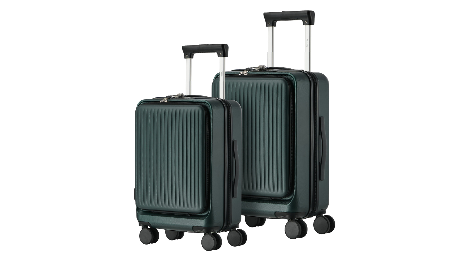 Mazam Set of 2 Front Opening Luggage Suitcase Trolley - Green