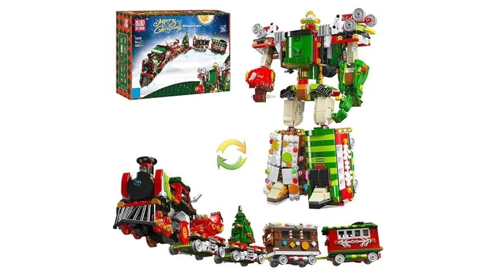 Mould King Christmas Train Transformer Construction DIY Gift Toy