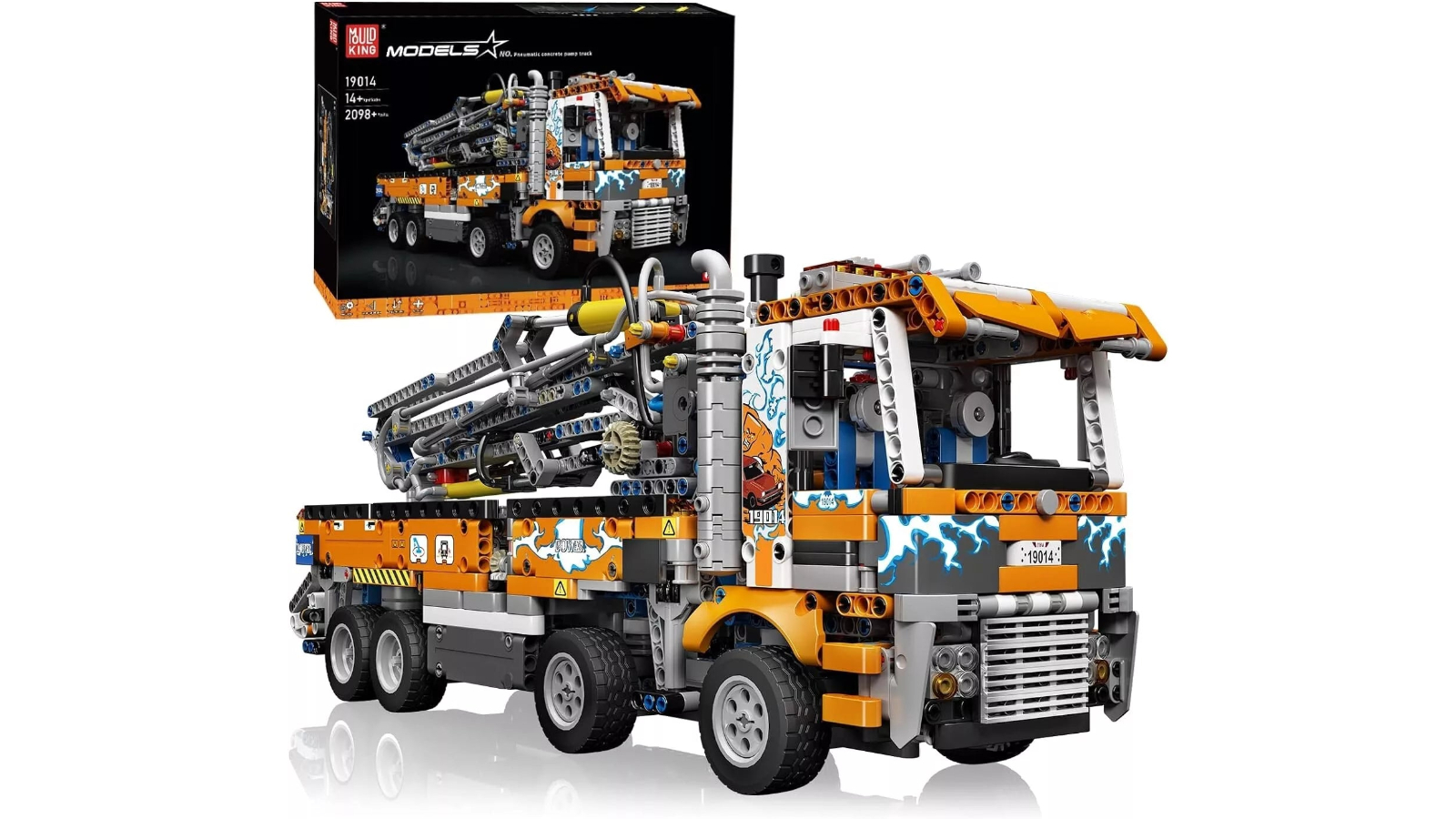 Mould King 2098 Piece Heavy Duty Technology Pneumatic Concrete Pump Tow Truck