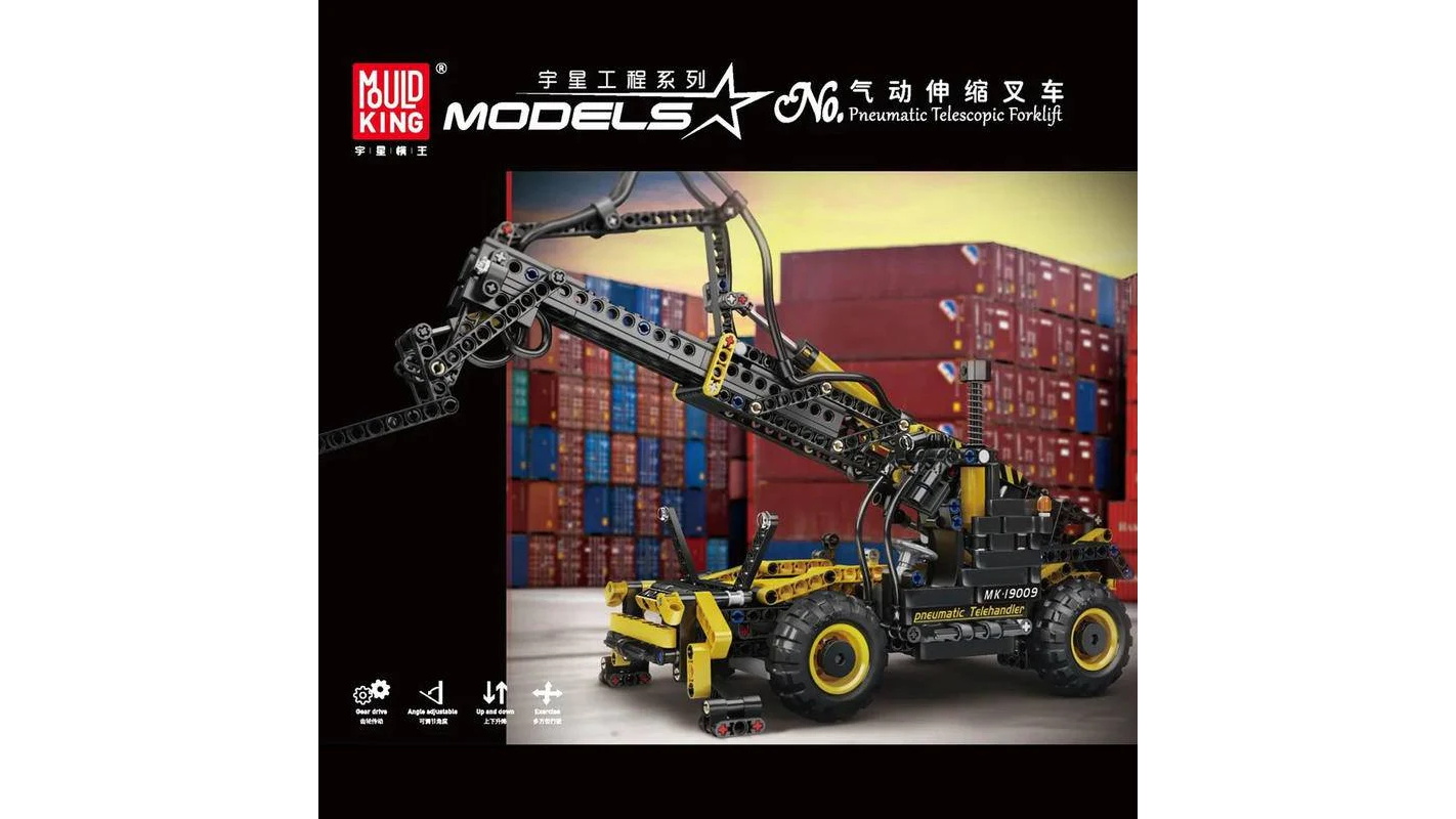 Mould King 19009 Pneumatic Telescopic Forklift 803 Piece Building Kit