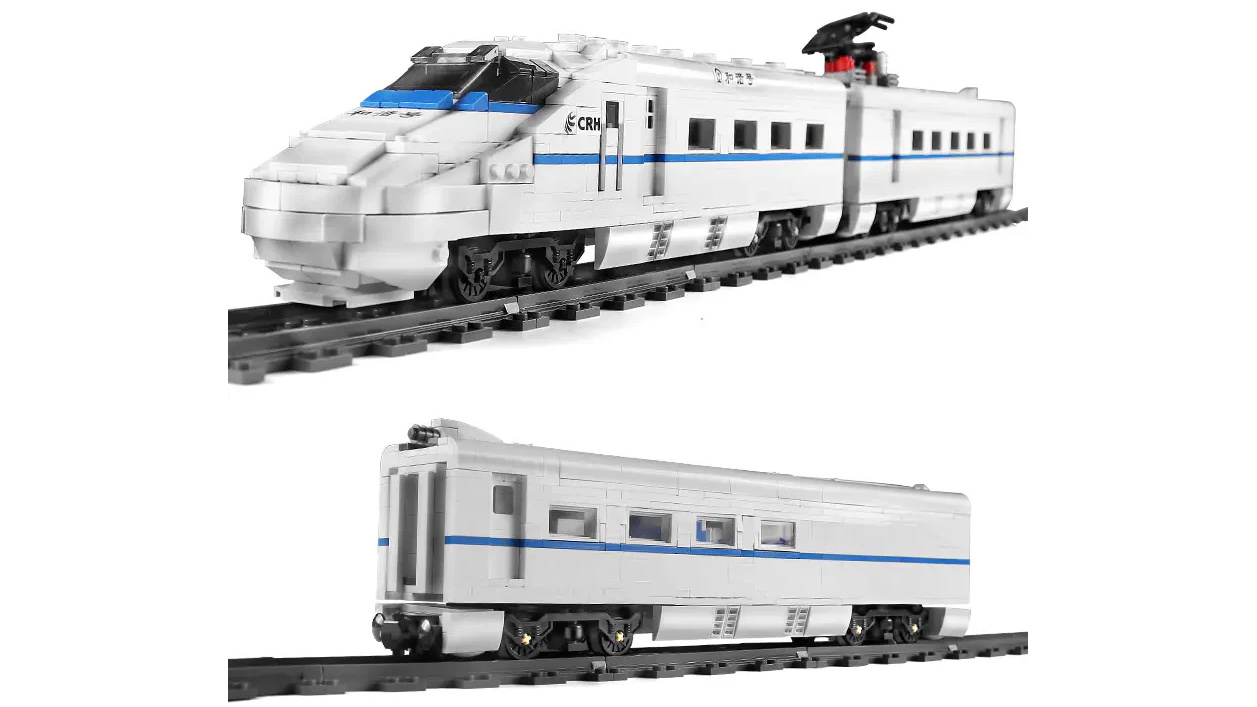 Mould King 12002 World Railway CRH2 High-Speed Train 1808 Piece Building Kit