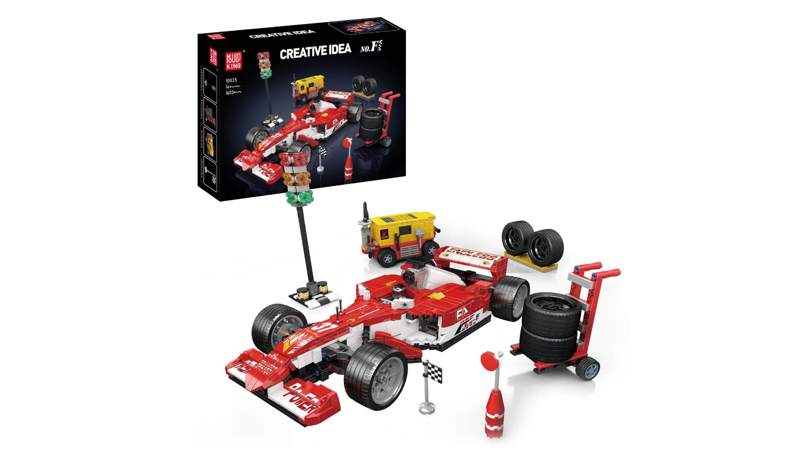 Mould King 1603 Piece F1 Pit Stop Scene Model Building Set