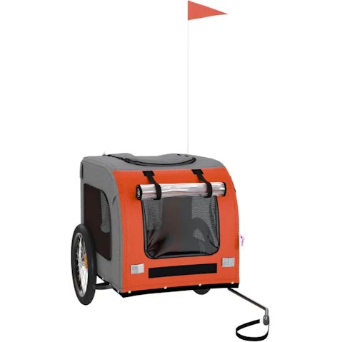 vidaXL Fabric and Iron Oxford 69 x 133.5 x 73.5cm Pet Trailer Bike - Orange/Grey