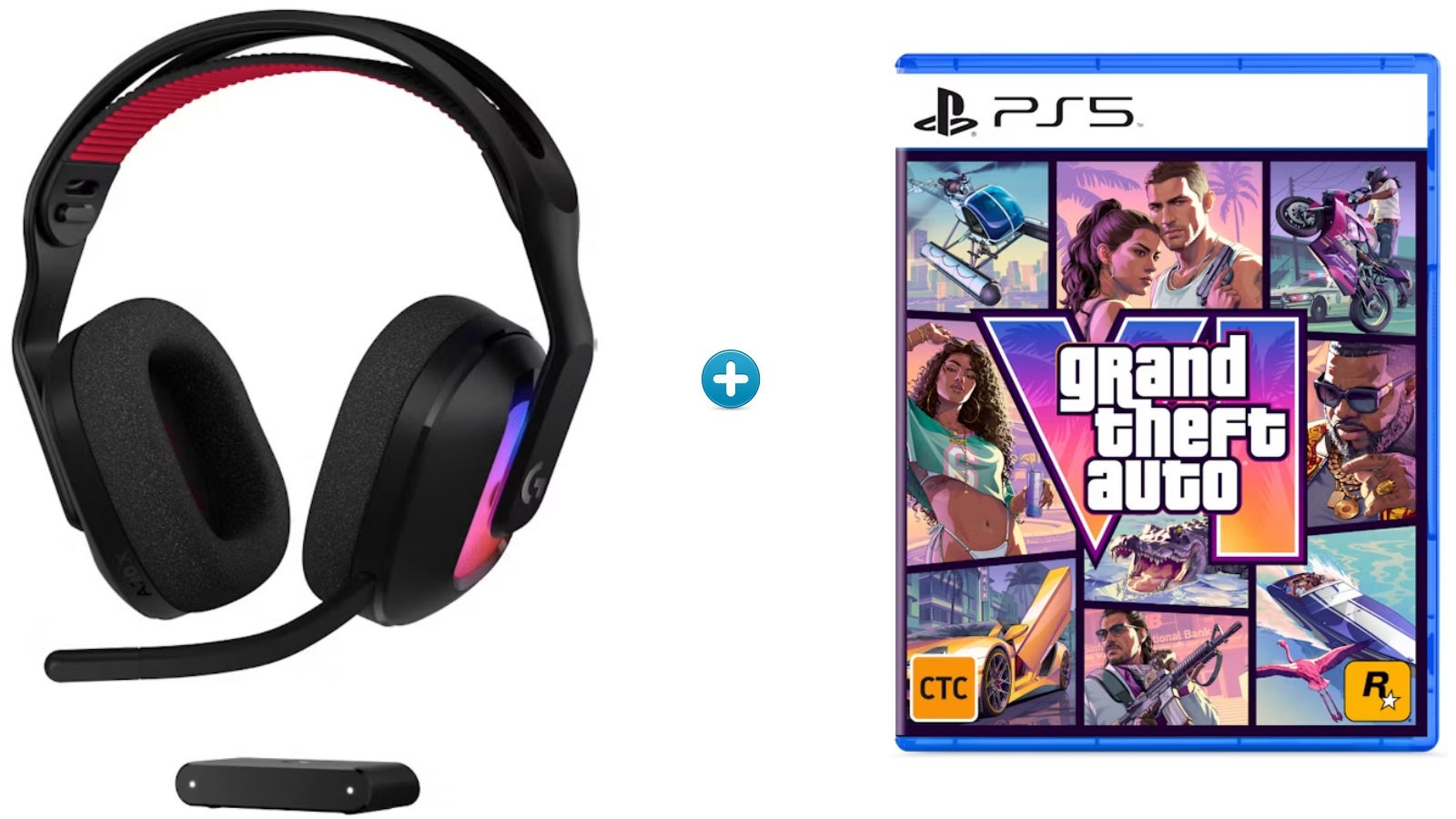 Logitech G Astro A20X Wireless Gaming Headset with PLAYSYNC Audio - Black Plus Grand Theft Auto VI Bundle for PS5