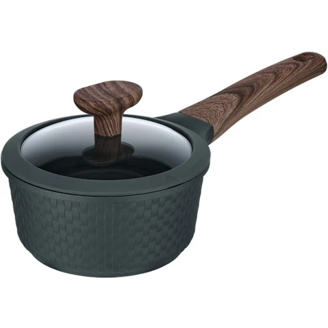 Resto 1.4 Litre Cast Aluminium Saucepan with Lid - Black