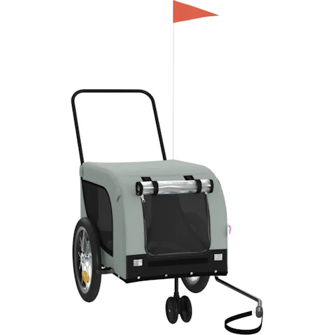 vidaXL Fabric and Iron Oxford 125 x 63 x 66cm Pet Trailer Bike - Grey/Black