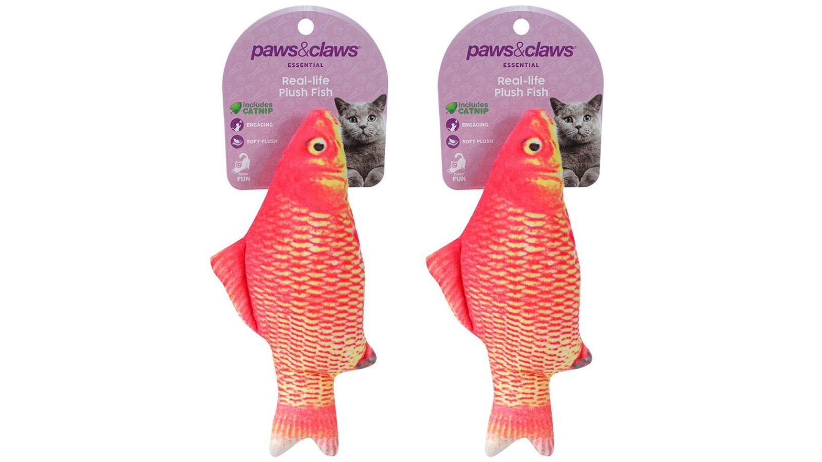 Paws and Claws Orange Fish Catnip Toy - Pack of 2