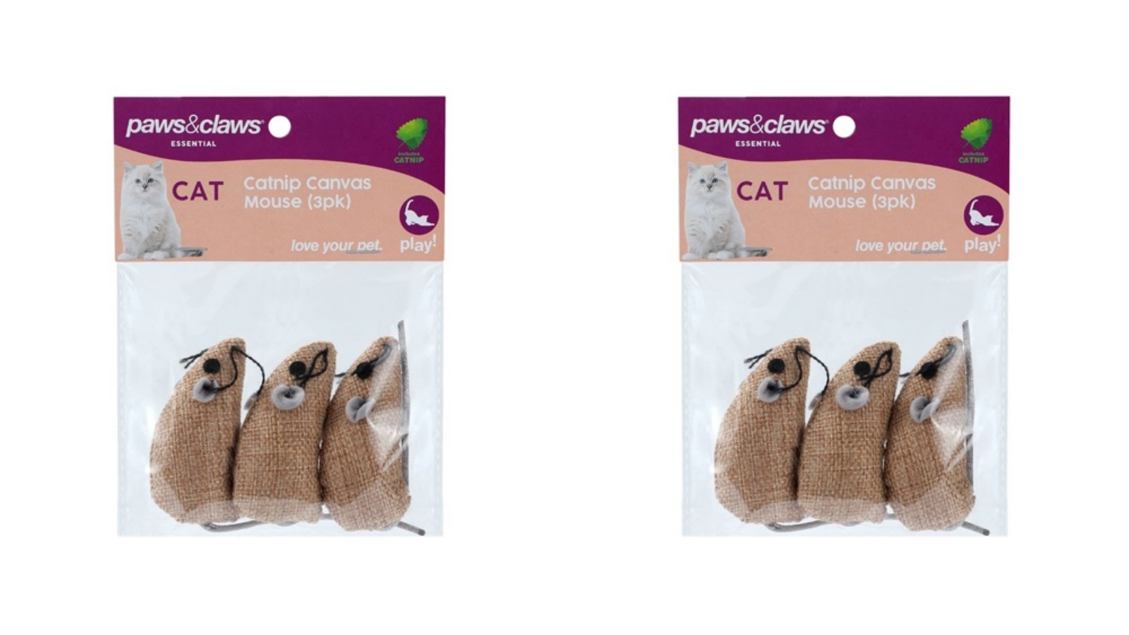 Paws and Claws White Catnip Mouse - Pack of 6