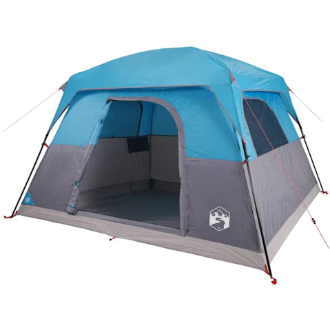 vidaXL 4-Person Blue Waterproof Cabin Camping Tent