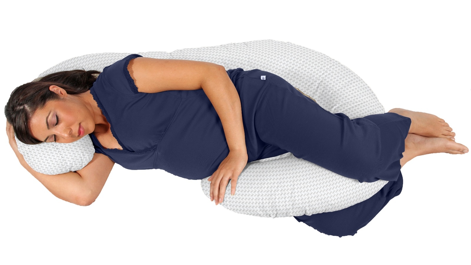 Baby Studio Body Pillow with Cevron Grey Cover Harvey Norman