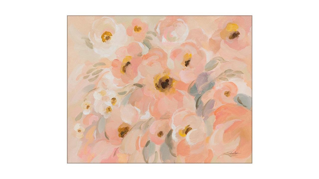 La Grolla Peach Pink Floral Unframed Canvas Wall Art