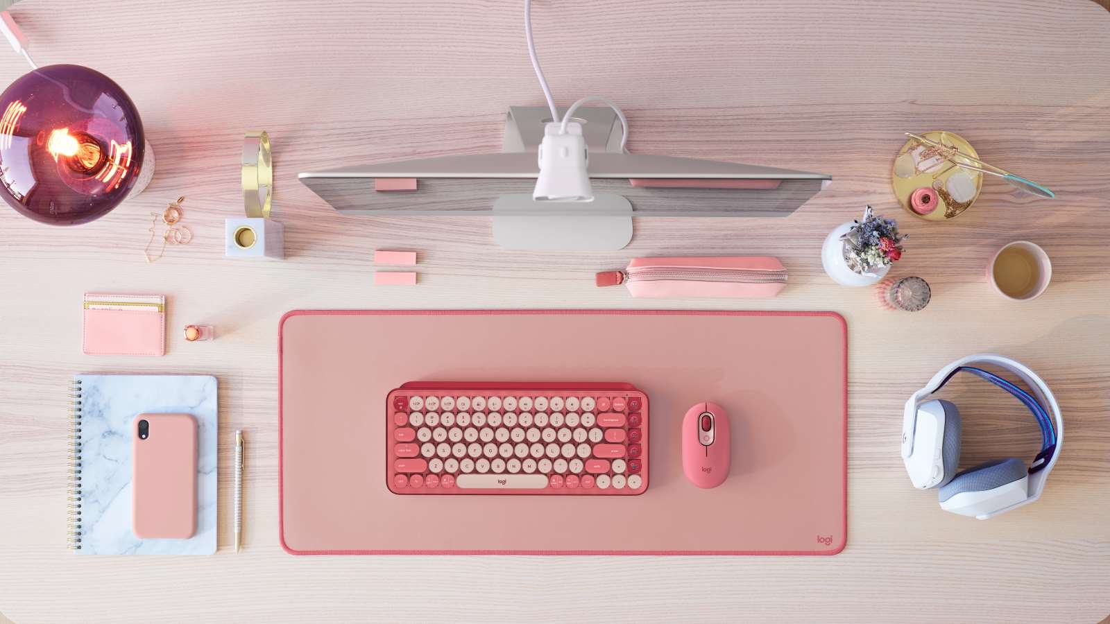 Logitech Studio Series Desk Mat Dark Rose Harvey Norman