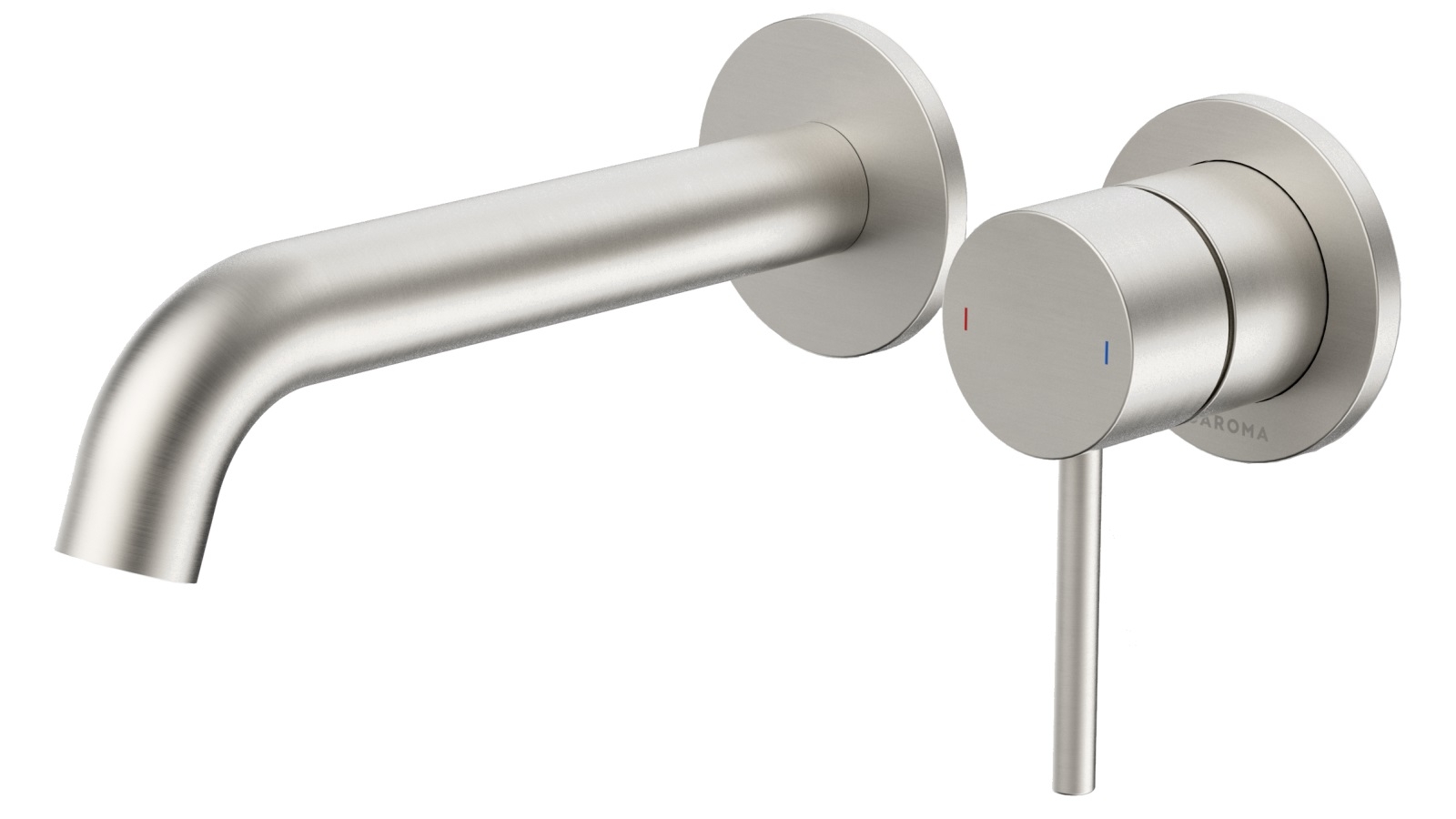Caroma Liano II 175mm Wall Basin/Bath Mixer with 2x Round Cover Plates - Brushed Nickel