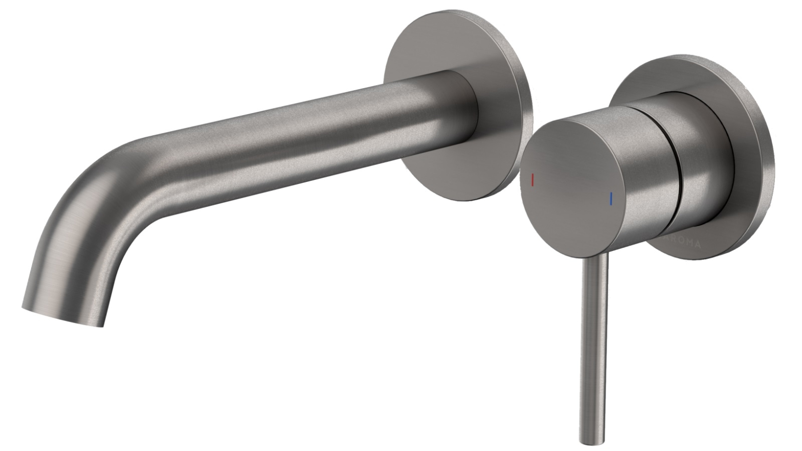 Caroma Liano II 175mm Wall Basin/Bath Mixer with 2x Round Cover Plates - Gunmetal
