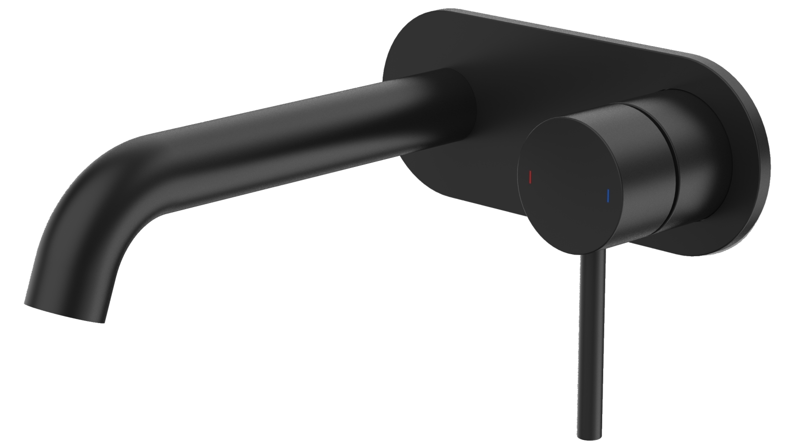 Caroma Liano II 175mm Wall Basin/Bath Mixer with Round Cover Plate - Matte Black