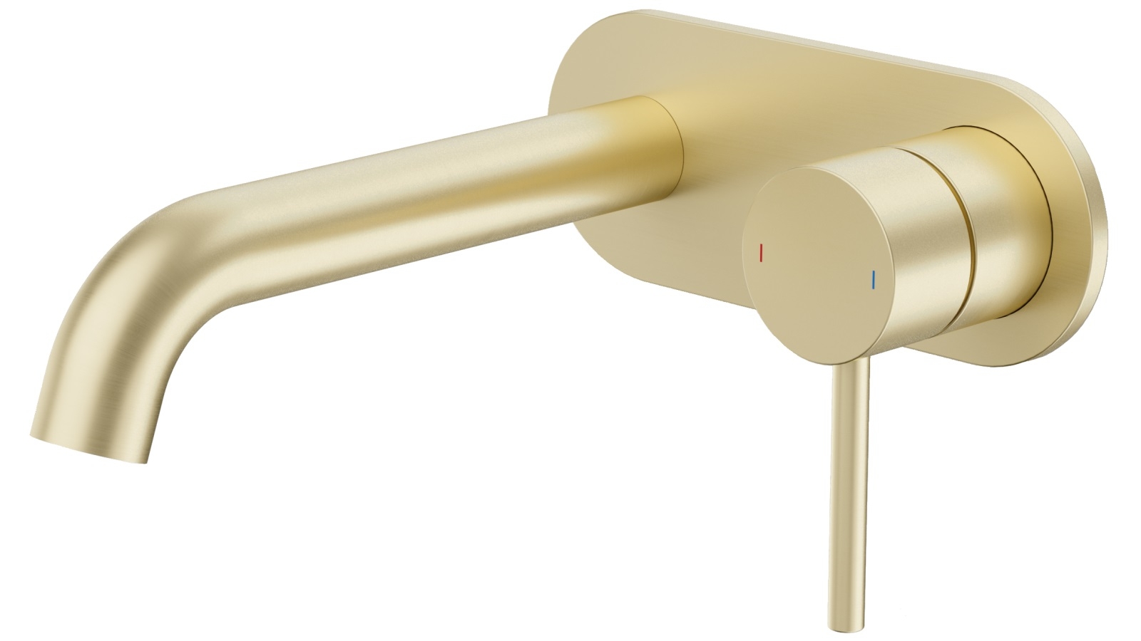 Caroma Liano II 175mm Wall Basin/Bath Mixer with Round Cover Plate - Brushed Brass