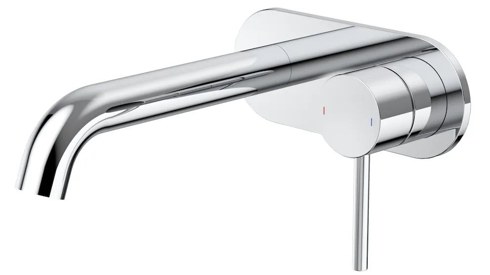Caroma Liano II 175mm Low Lead Wall Basin/Bath Mixer with Round Cover Plate - Chrome