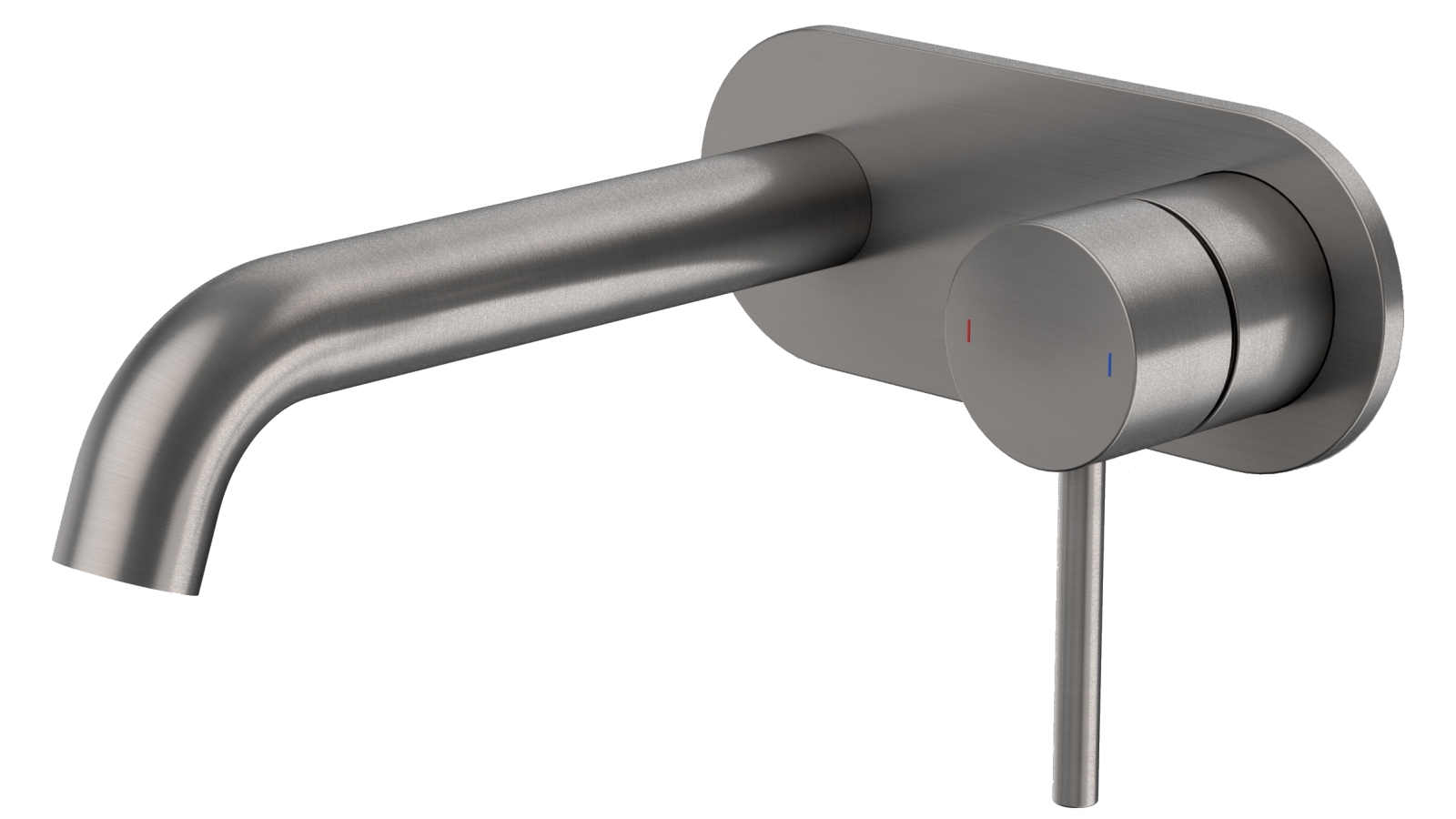 Caroma Liano II 175mm Wall Basin/Bath Mixer with Round Cover Plate - Gunmetal