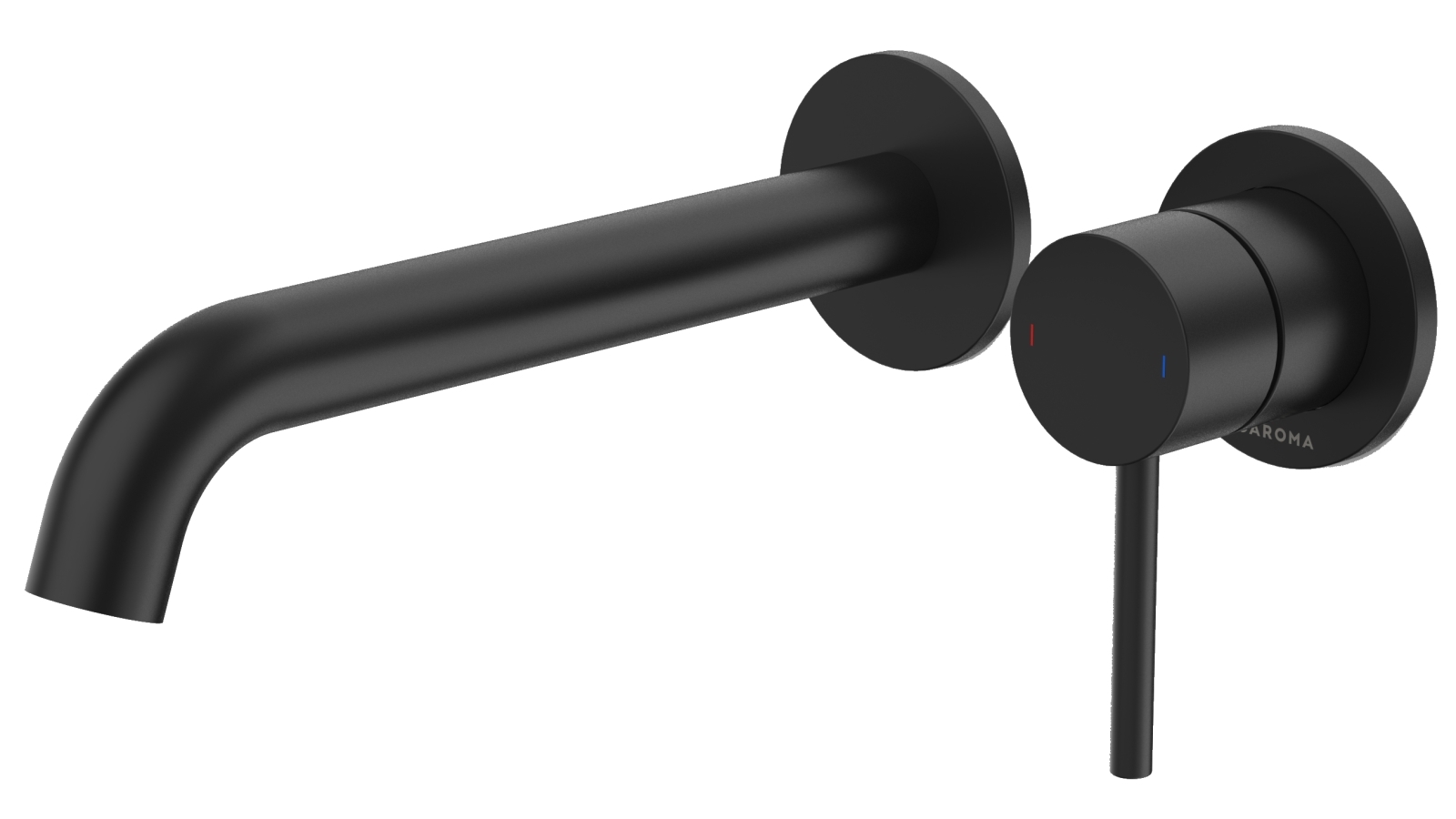 Caroma Liano II 210mm Wall Basin/Bath Mixer with 2x Round Cover Plates - Matte Black