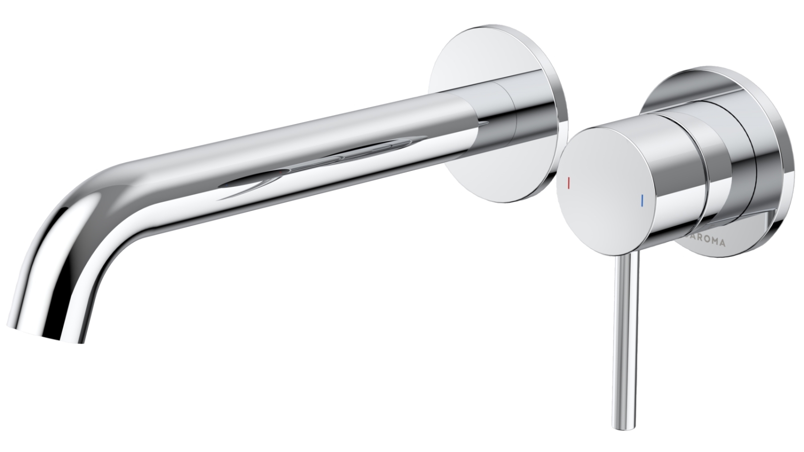 Caroma Liano II 210mm Wall Basin/Bath Mixer with 2x Round Cover Plates - Chrome