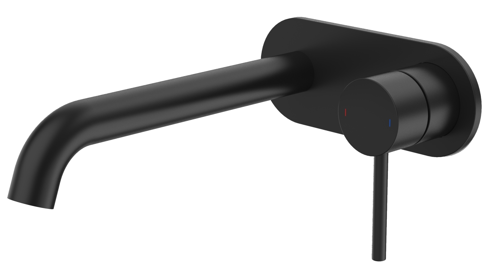 Caroma Liano II 210mm Wall Basin/Bath Mixer with Round Cover Plate - Matte Black