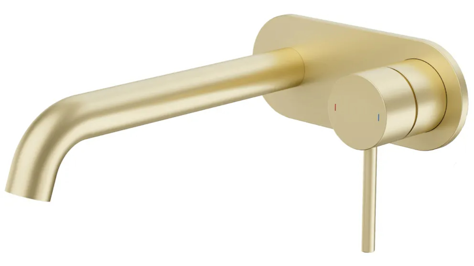 Caroma Liano II 210mm Low Lead Brass Wall Basin/Bath Mixer with Round Cover Plate - Brushed Brass