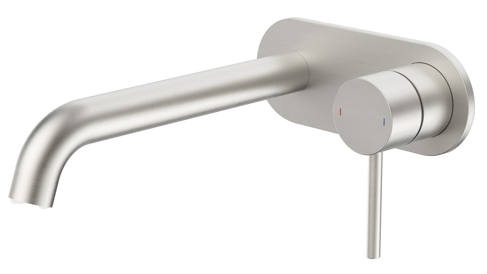 Caroma Liano II 210mm Wall Basin/Bath Mixer with Round Cover Plate - Brushed Nickel