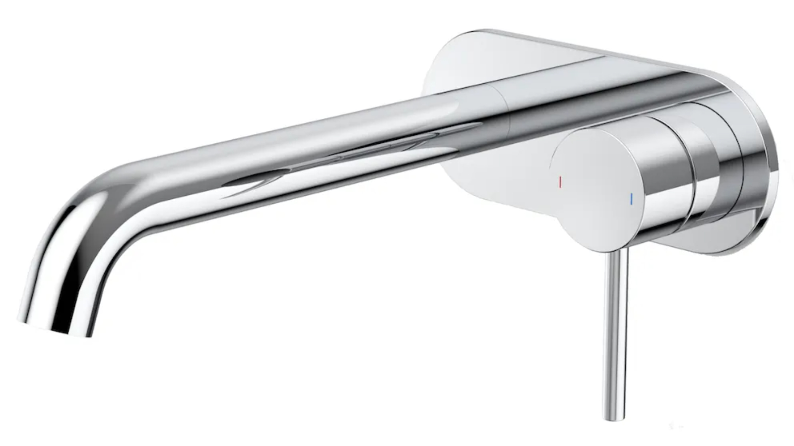 Caroma Liano II 210mm Low Lead Brass Wall Basin/Bath Mixer with Round Cover Plate - Chrome