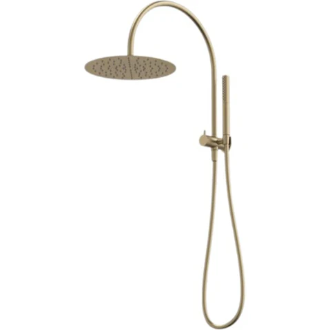 Caroma Liano II Compact Twin Shower with Overhead - Brushed Brass