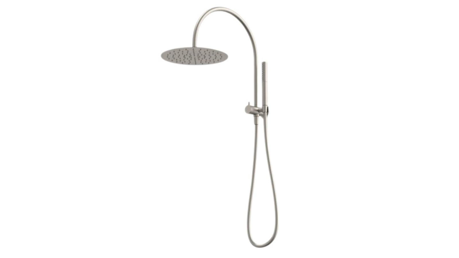 Caroma Liano II Compact Twin Shower with Overhead - Brushed Nickel