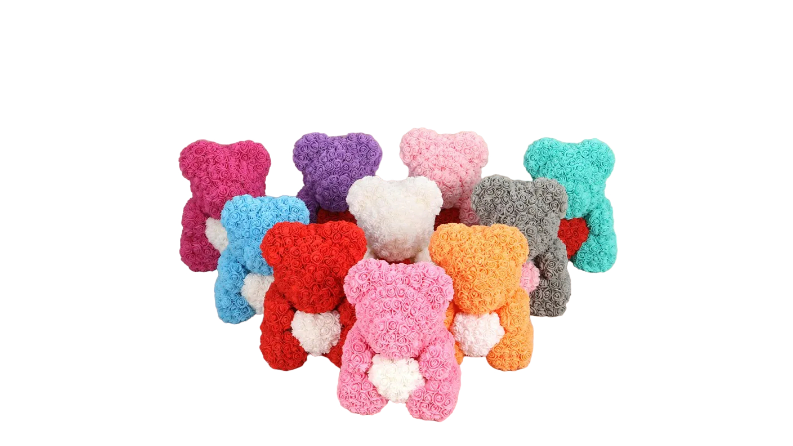 NNEOBA 200 Piece Artificial Teddy Bear of Red Roses Christmas Decor - 3cm