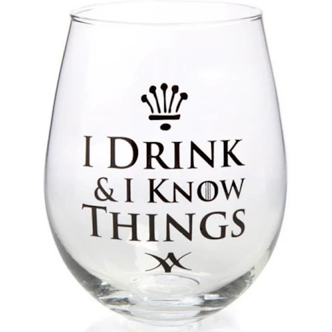 LatestBuy I Drink & I Know Things Stemless Wine Glass