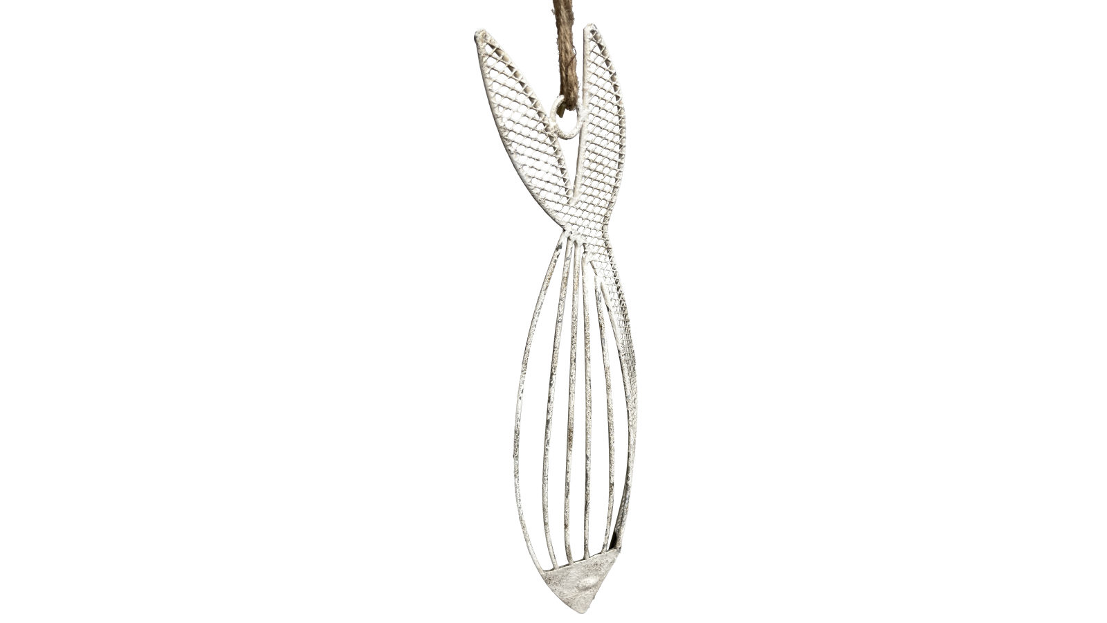 Willow and Silk Hanging Fish Wall Décor with Rope -12 x 3 x 52cm