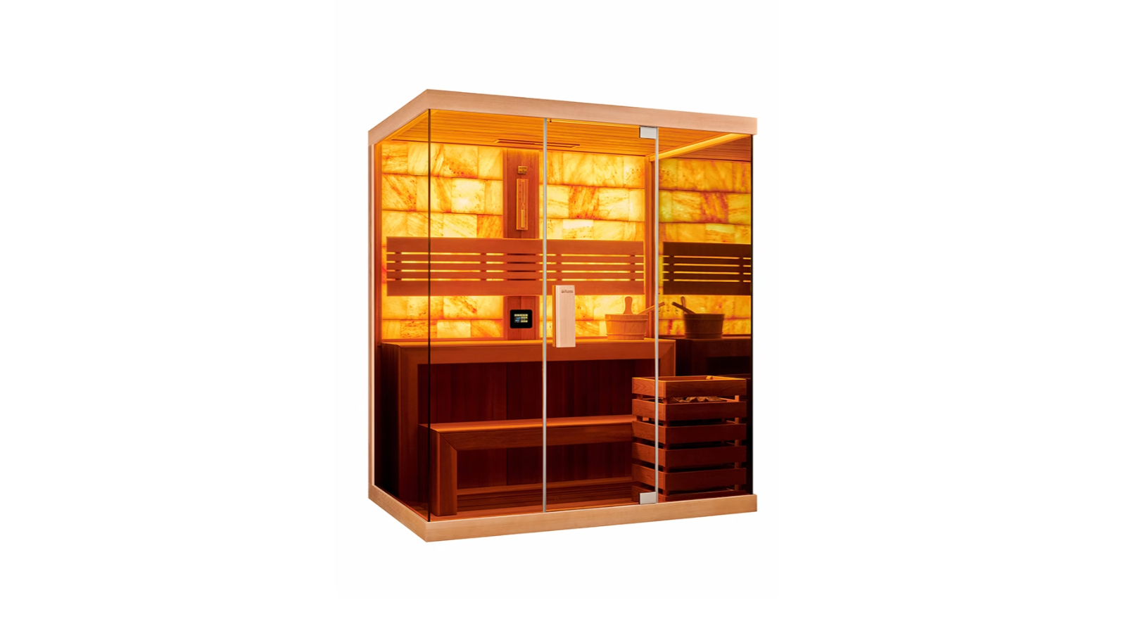 Orans Traditional Sauna for 3 Persons with Unique Himalayan Salt Feature