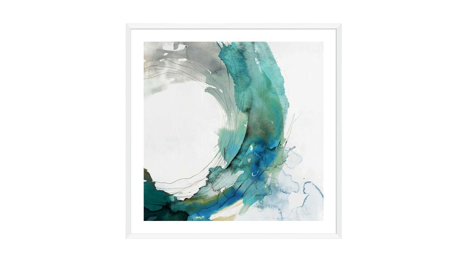 La Grolla Round of Splash II White Frame Wall Art - 54 x 54cm