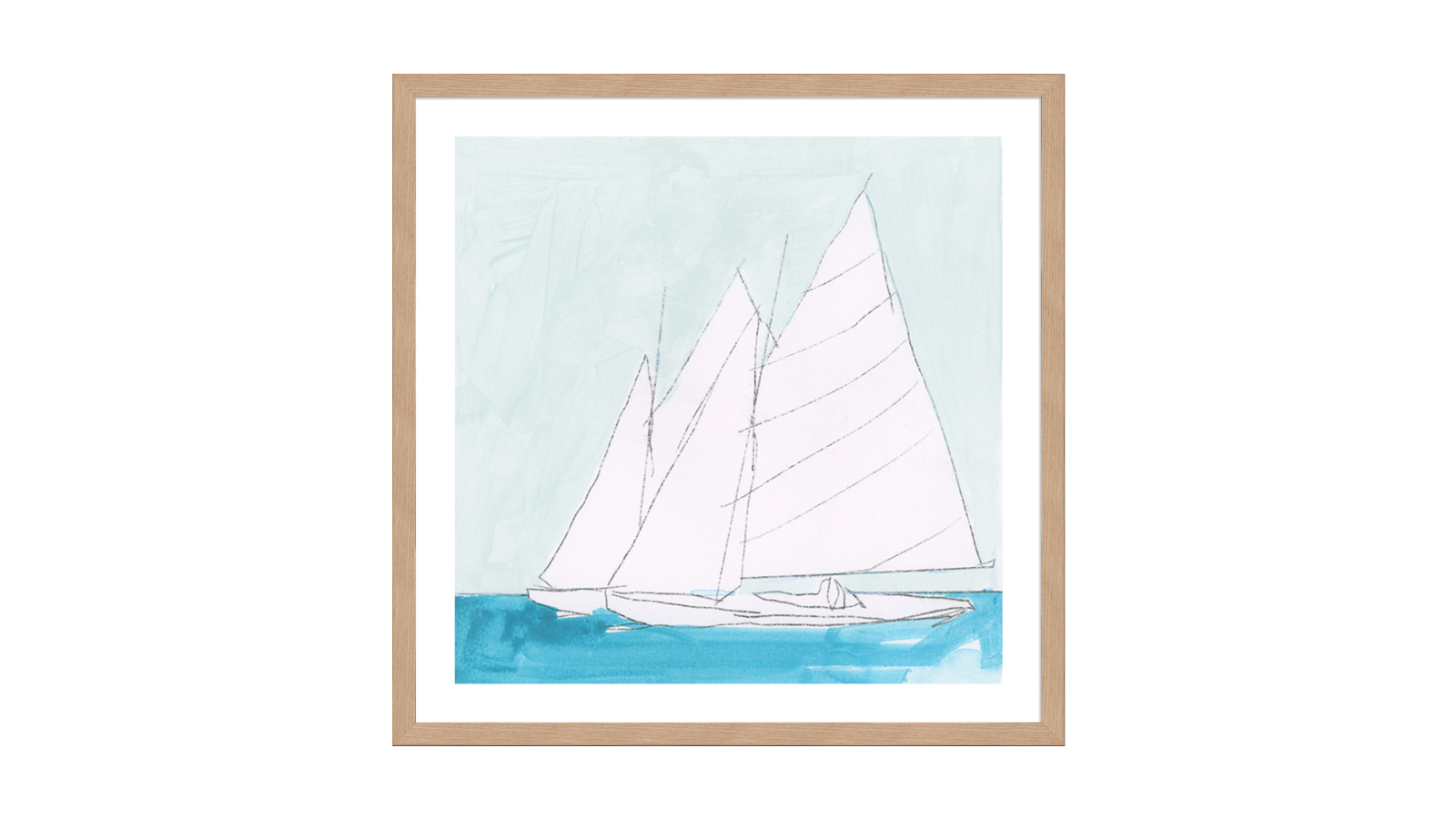 La Grolla Sail Ashore Natural Frame Wall Art - 96 x 96cm