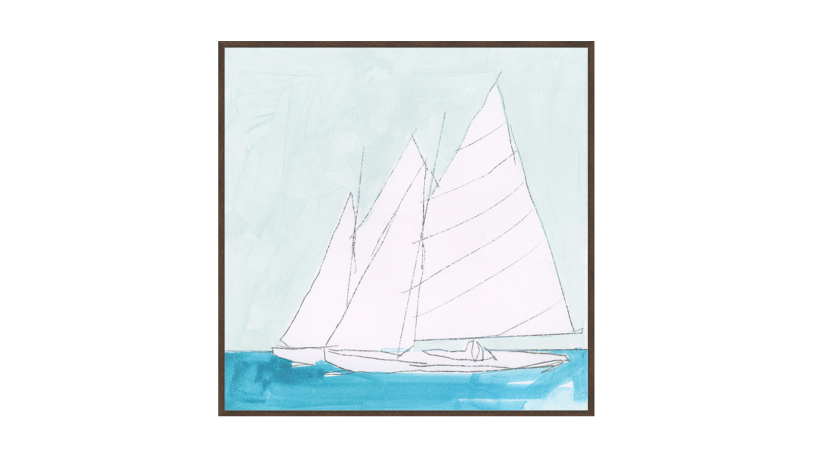 La Grolla Sail Ashore Walnut Gallery Wall Art - 67 x 67cm