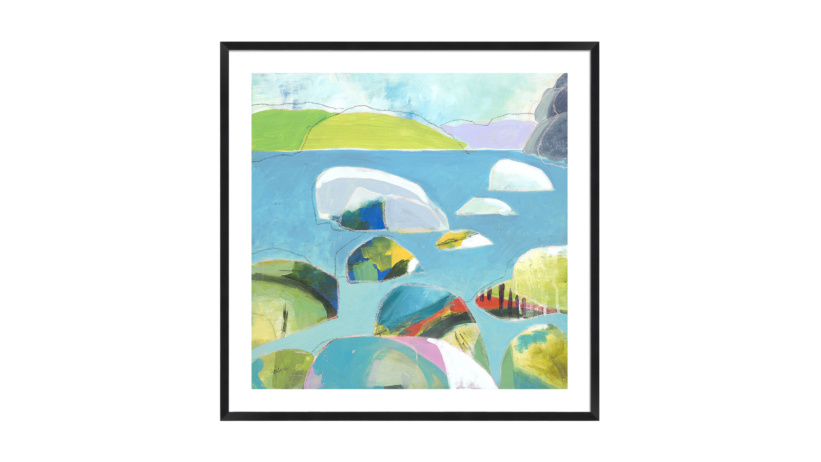 La Grolla Sand Harbor Lake Tahoe 3 Black Frame Wall Art - 94 x 94cm
