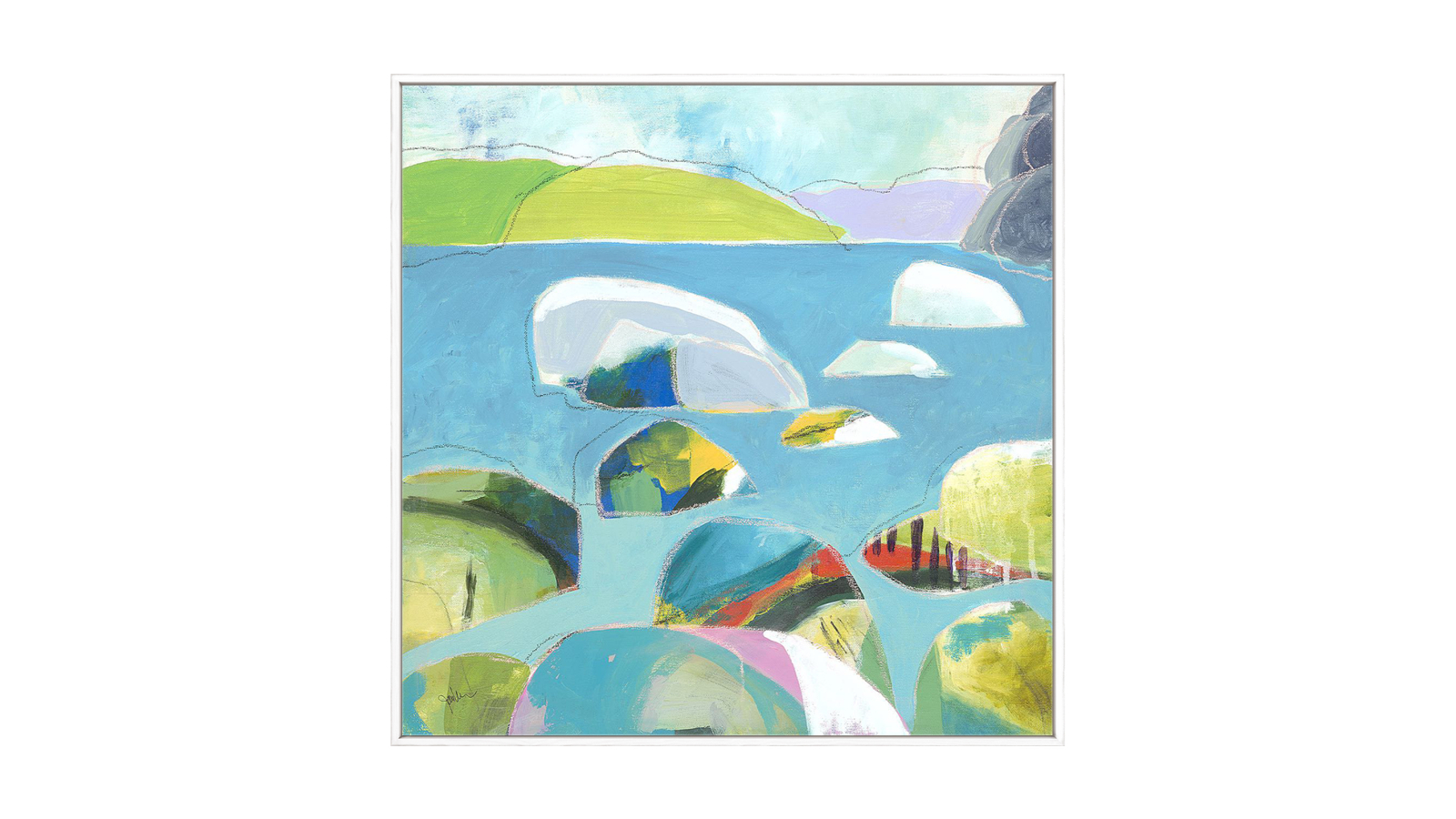 La Grolla Sand Harbor Lake Tahoe 3 White Gallery Wall Art - 123 x 123cm