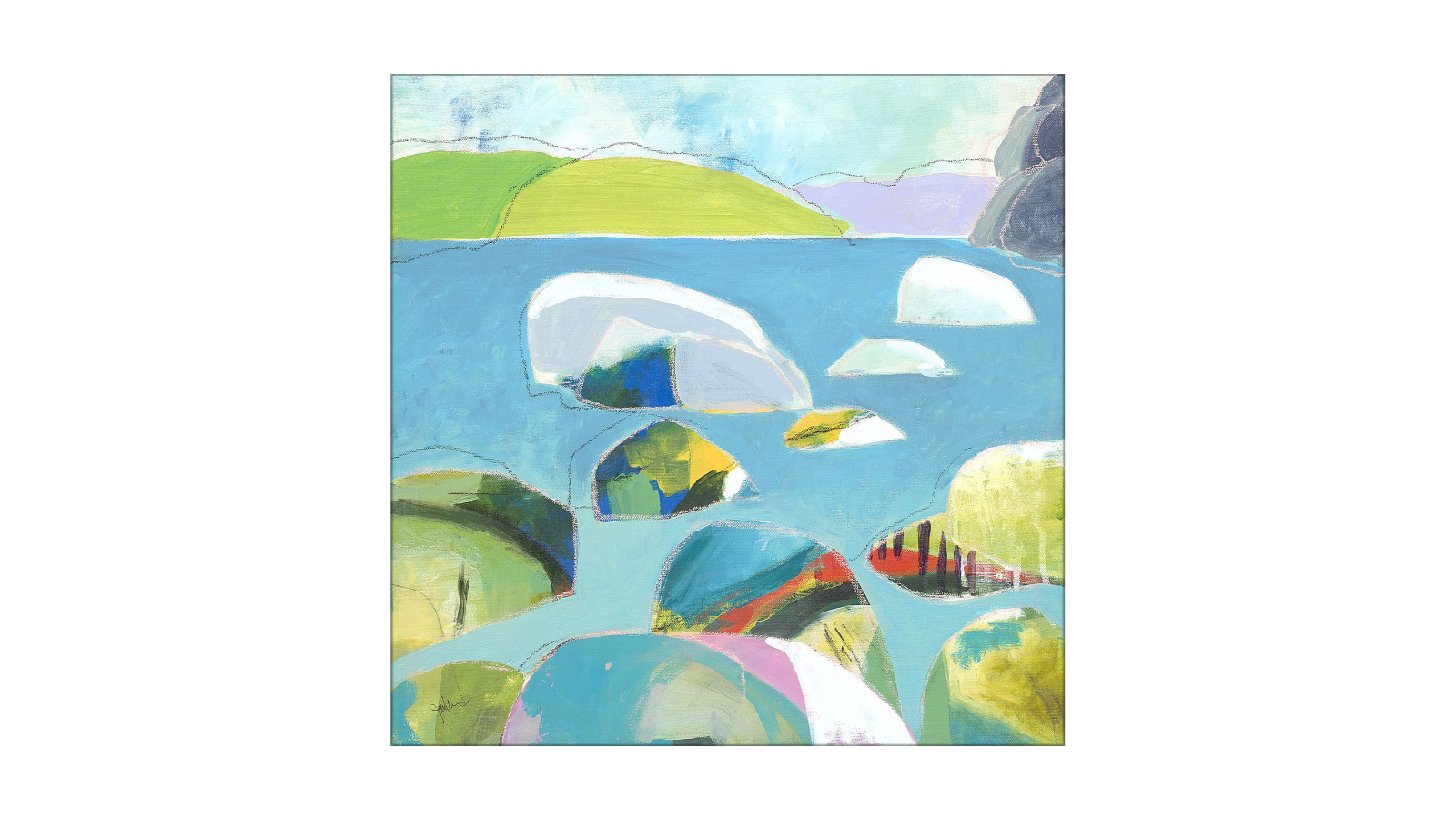 La Grolla Sand Harbor Lake Tahoe 3 Unframed Canvas Wall Art - 120 x 120cm