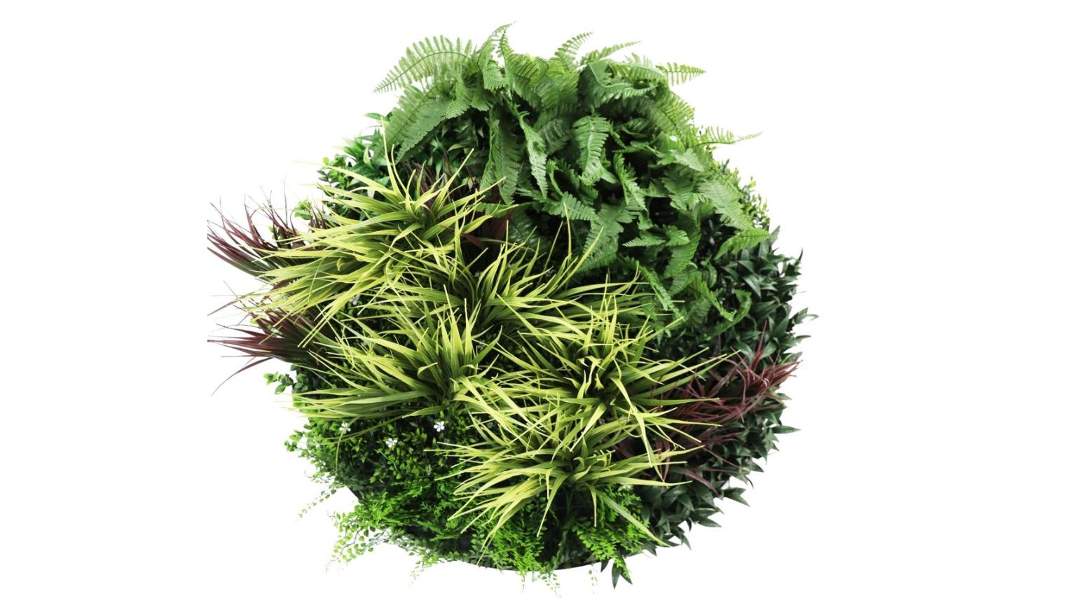 Designer Plants 80cm UV Resistant Artificial Slimline Wall Disc Art Grassy Fern - Black