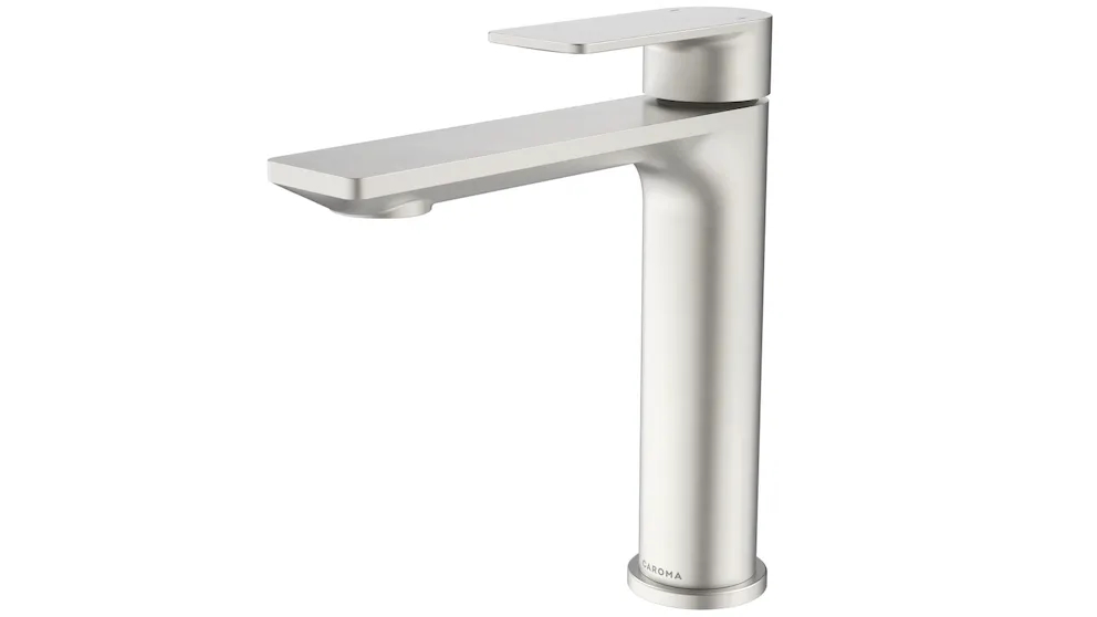 Caroma Urbane II Low Lead Mid Tower Basin Mixer - Brushed Nickel