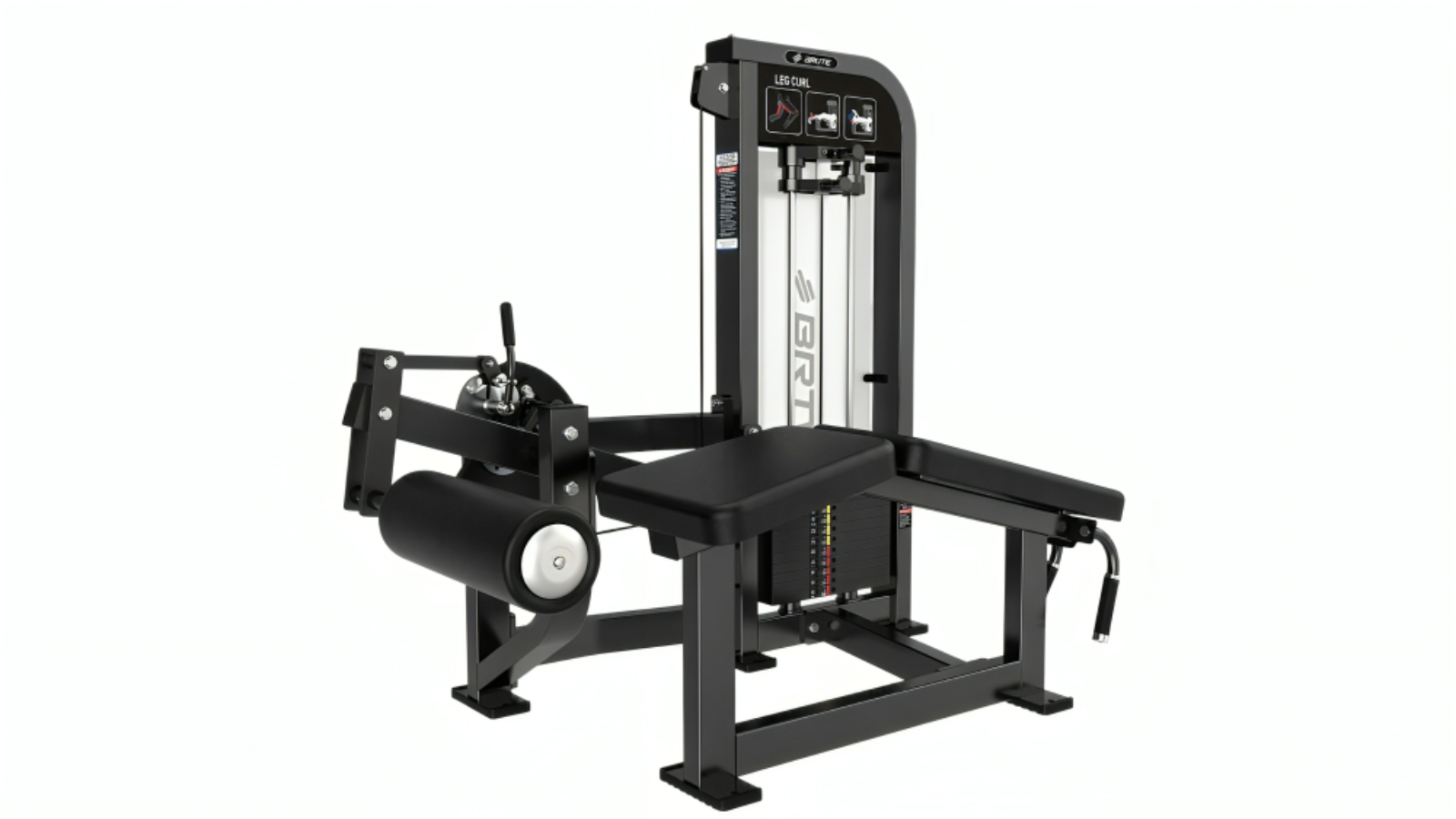 Fitness Hero HS-X Series Seated Prone Leg Curl Pin Loaded Machine - Matte Black