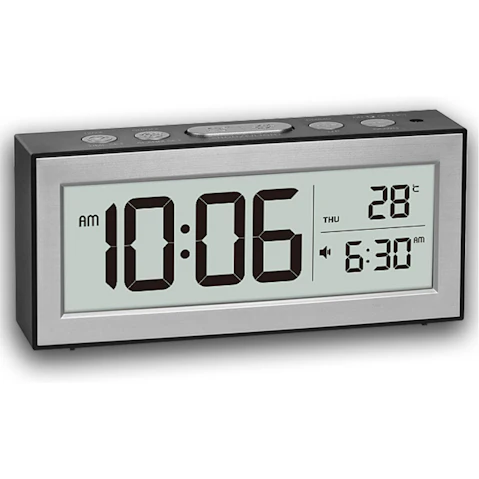 TODO 5.2inch LCD Display Snooze Digital Alarm Clock - Black