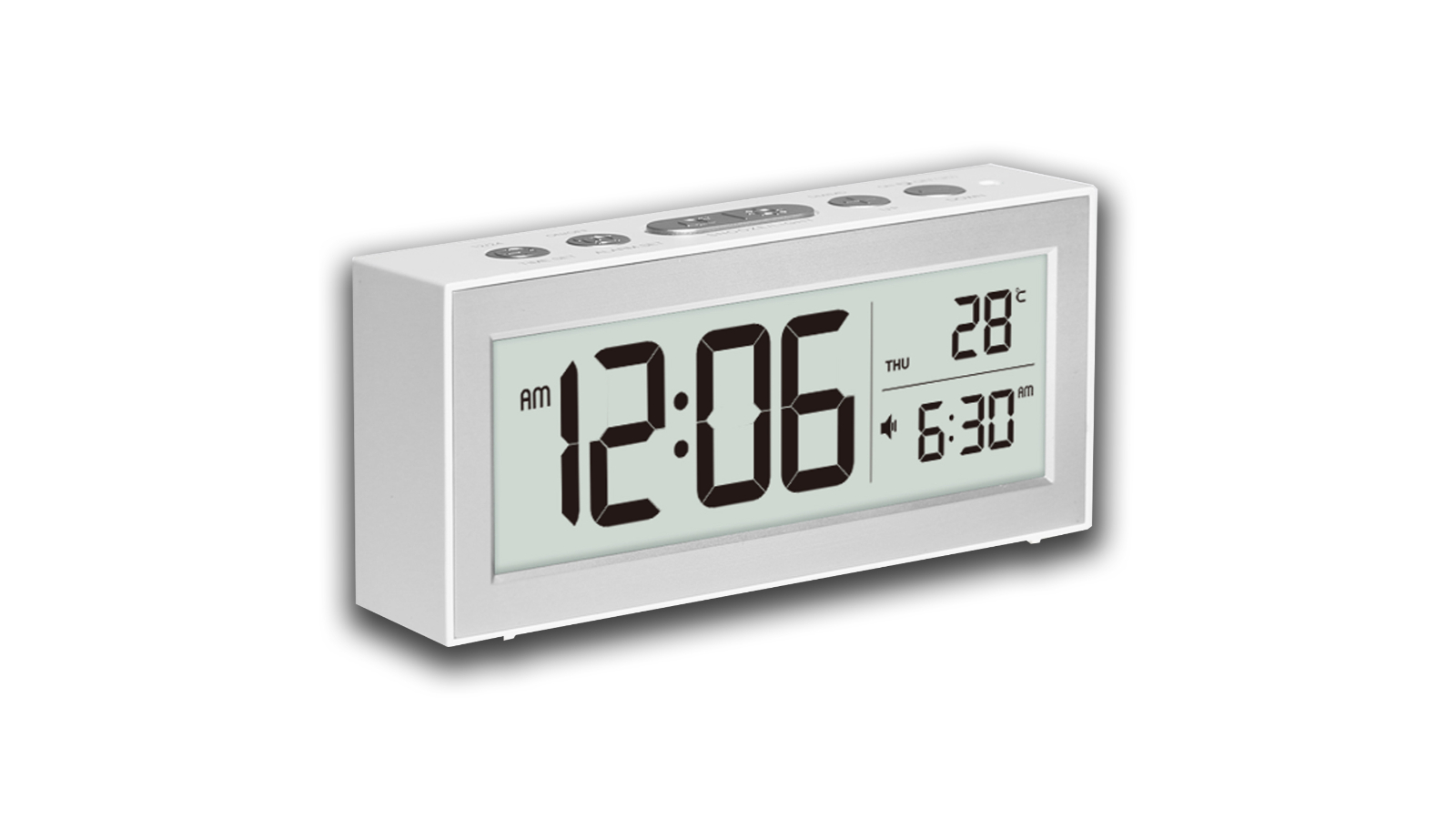 TODO 5.2inch LCD Display Snooze Digital Alarm Clock - White