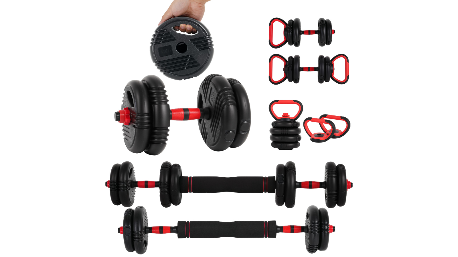 Advwin 5-in-1 Adjustable Dumbbells Set with Connector for Home Gym - 15kg