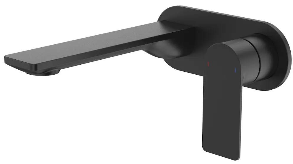 Caroma Urbane II 180mm Low Lead Wall Basin/Bath Mixer with Round Cover Plate - Matte Black