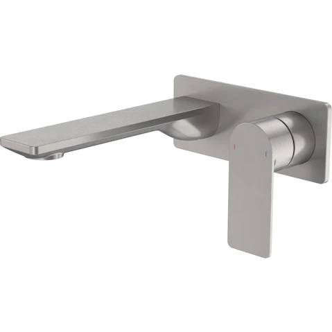 Caroma Urbane II 180mm Wall Basin/Bath Mixer with Rectangular Cover Plate - Gunmetal