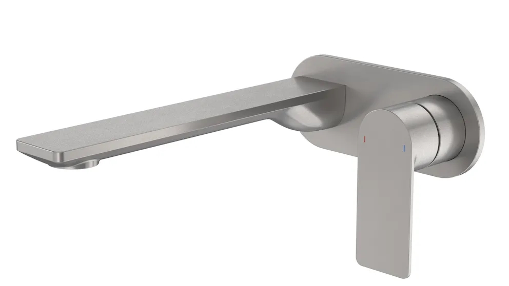 Caroma Urbane II 220mm Low Lead Wall Basin/Bath Mixer with Round Cover Plate - Gunmetal