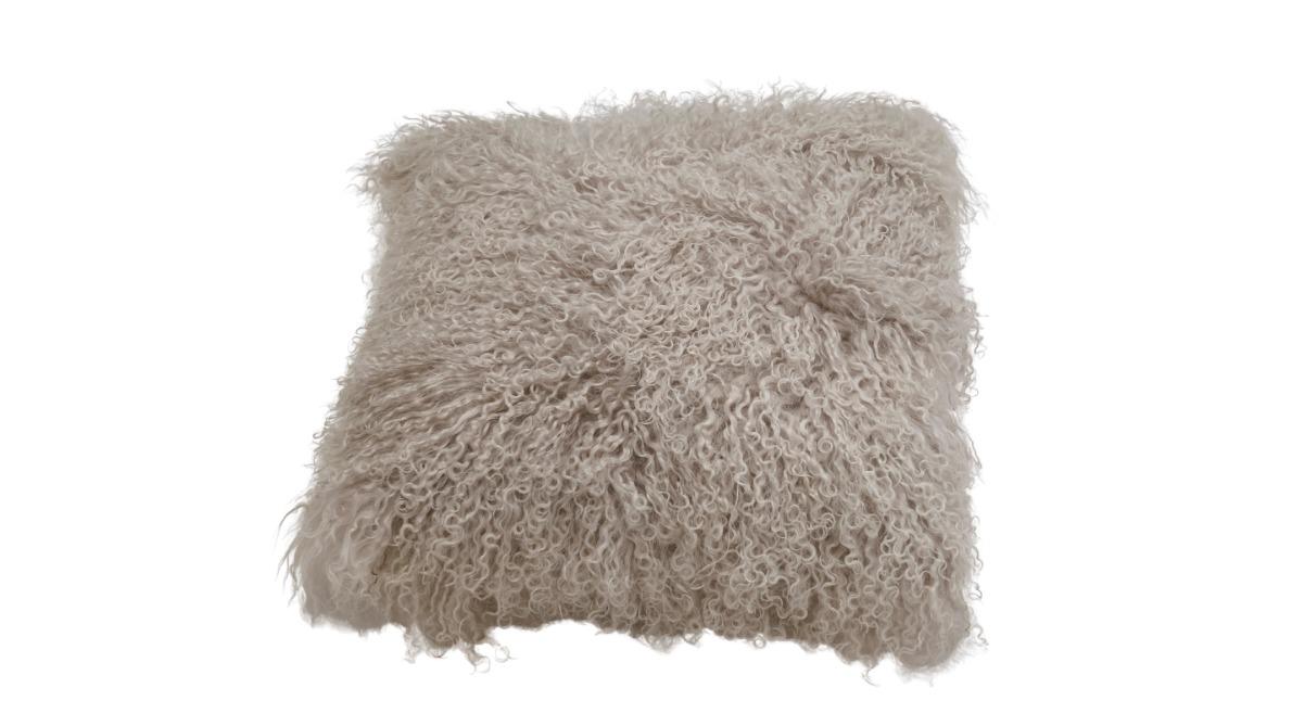 Naturally Sheepskins 50 x 50cm Curly Wool Mongolian Cushion Cover - Grey